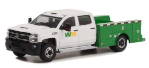 greenlight 46100-c dually drivers series 10 – 2018 chevy silverado 3500 dually service bed – waste management 1:64 scale diecast