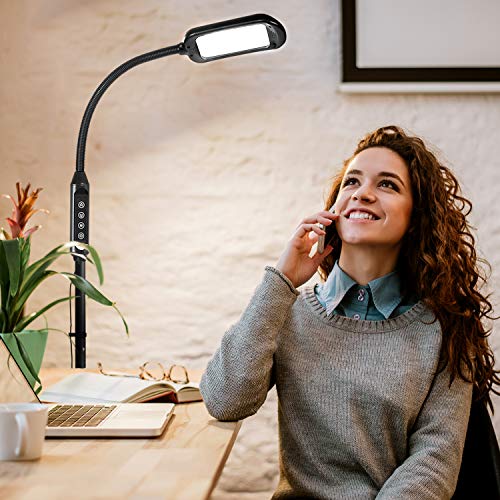 Brightech Litespan 2-in-1 LED Floor & Desk Lamp, Adjustable Height, Shades, Neck, Esthetician Light for Lashes, Portable Gooseneck Standing Lamp for Living Room, Dorm, Table