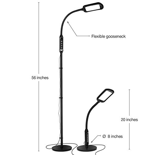 Brightech Litespan 2-in-1 LED Floor & Desk Lamp, Adjustable Height, Shades, Neck, Esthetician Light for Lashes, Portable Gooseneck Standing Lamp for Living Room, Dorm, Table