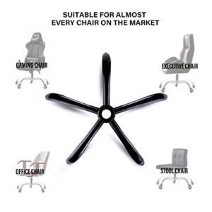 Sytopia Office Chair Base, 28 Inch Office Chair Base Replacement with Reinforced Metal Legs (2200Lbs), Chair Bottom Part for Most Chairs, Universal Gas Cylinder and Caster Sockets (Matte Black)