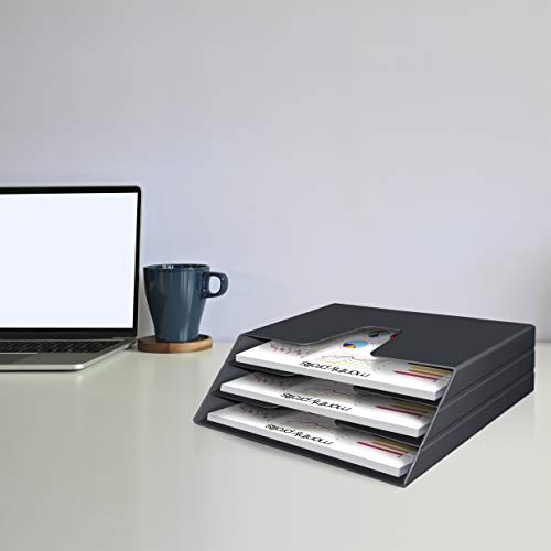 Acrimet Horizontal Triple File Folder Holder Organizer (Black Color)