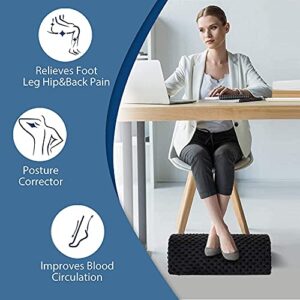 Foot Rest Under Desk at Work, Under Desk Footrest Ergonomic Foot Stool Leg Rest Support Cushion Under Desk Portable for Office Home Airplane Black