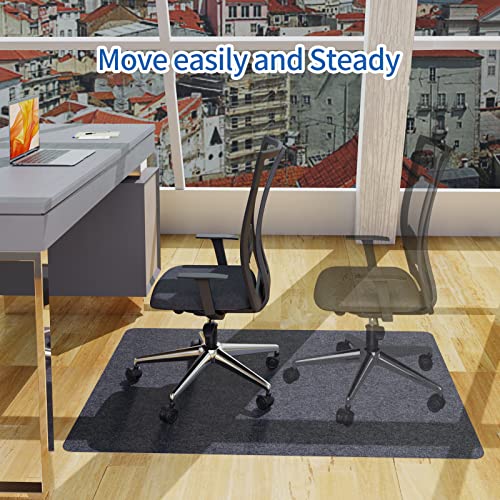 HIWOOD Office Chair Mat for Hardwood, 35 x 47 inches 1/6" Thick Low-Pile Under Desk Mat, Multi-Purpose Hard Floor Mat (Dark Gray)