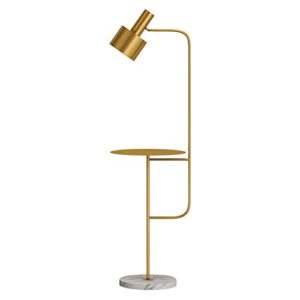 hsyile lighting ku300217 contemporary modern creative floor lamp with a table,suitable for living room,den,office,bedroom – e26 bulb – brushed brass finish