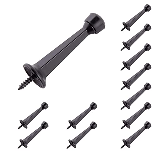 HOME MASTER HARDWARE Heavy Duty 3 in Solid Rigid Door Stop 12 Pack Door Stoppers Door Stops Matte Black w/ Rubber Tip