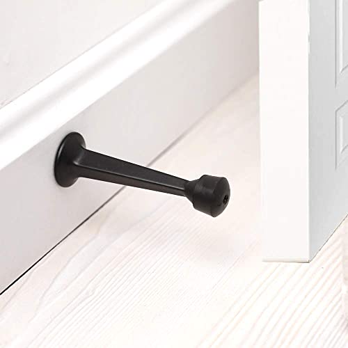 HOME MASTER HARDWARE Heavy Duty 3 in Solid Rigid Door Stop 12 Pack Door Stoppers Door Stops Matte Black w/ Rubber Tip