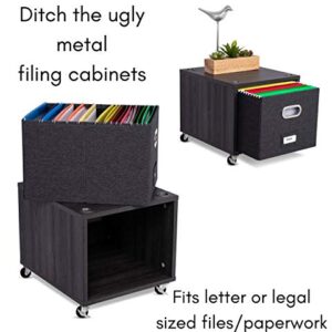 BIRDROCK HOME Rolling File Cabinet with 1 Lateral Drawer – Decorative Storage Shelf for Blankets, Books, Files, Magazines, Toys, etc – Removable Bin with Handles – Under Desk Office Organizer