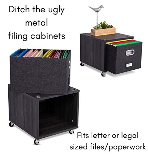 BIRDROCK HOME Rolling File Cabinet with 1 Lateral Drawer – Decorative Storage Shelf for Blankets, Books, Files, Magazines, Toys, etc – Removable Bin with Handles – Under Desk Office Organizer