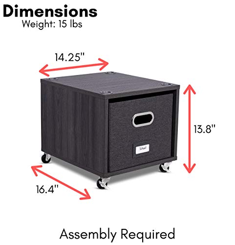 BIRDROCK HOME Rolling File Cabinet with 1 Lateral Drawer – Decorative Storage Shelf for Blankets, Books, Files, Magazines, Toys, etc – Removable Bin with Handles – Under Desk Office Organizer