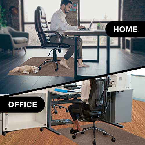 ECOSO Office Chair Mat for Hardwood/Tile Floor,Compressed Fabric Surface, 36"x 48",0.16" Thick, Hard Floor Protector,Anti Slip, Self Adhesive and ECO Friendly, Floor Mat for Office/Home. (Brown)