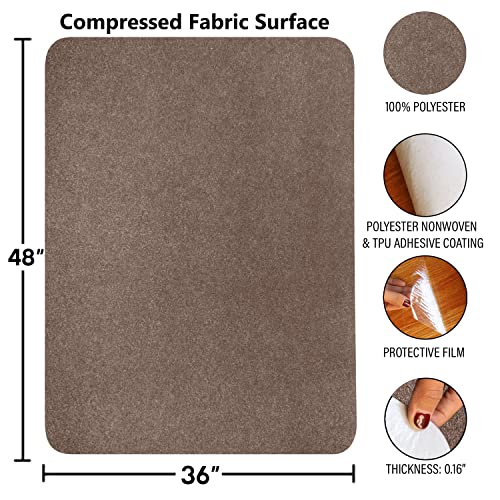 ECOSO Office Chair Mat for Hardwood/Tile Floor,Compressed Fabric Surface, 36"x 48",0.16" Thick, Hard Floor Protector,Anti Slip, Self Adhesive and ECO Friendly, Floor Mat for Office/Home. (Brown)