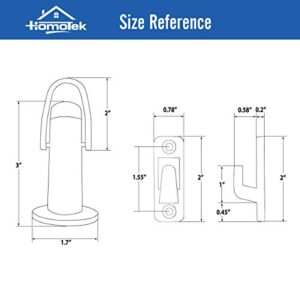 HOMOTEK 2 Pack Heavy Duty Door Stopper with Manual Hook,Door Holder Stop with Sound Dampening Rubber Bumper Wall Mounted, Brushed Satin Nickel