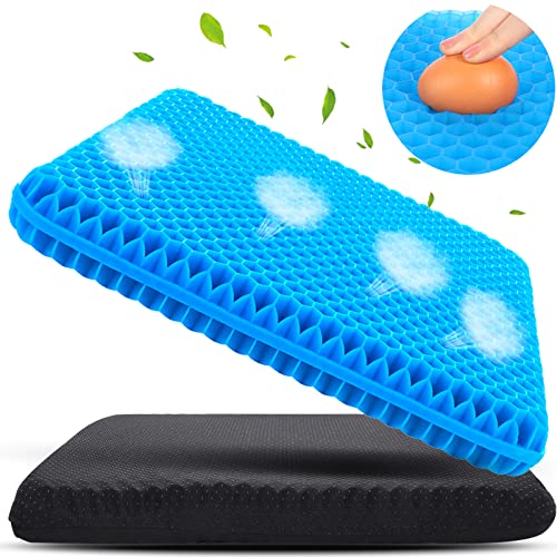 Large Gel Seat Cushion for Long Sitting, Gel Cushion for Wheelchair Large & Thick, Gel Chair Cushion Soft & Cool, Breathable Gel Car Seat Cushion Reduce Sweat, Gel Pressure Relief Cushion