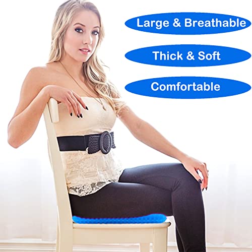 Large Gel Seat Cushion for Long Sitting, Gel Cushion for Wheelchair Large & Thick, Gel Chair Cushion Soft & Cool, Breathable Gel Car Seat Cushion Reduce Sweat, Gel Pressure Relief Cushion