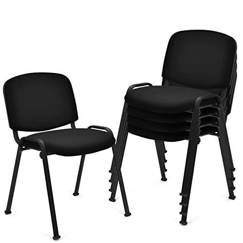 Giantex Set of 5 Conference Chair with Ergonomic Upholstered Seat,Elegant and Stackable Design for Office,Waiting Room, Guest Room, 5 Pieces Reception Executive Chair Set (31.5 H)