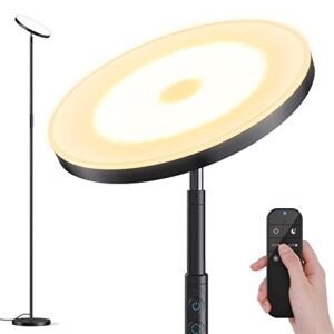 ohlux floor lamp,36w/3000lm sky led modern torchiere 4 color temperatures super bright floor lamps-tall standing pole light with remote & touch control for living room,bed room,office