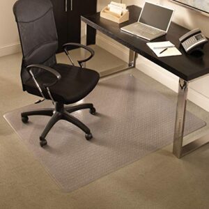 Chair Mat for Medium Pile Carpet, 60"x72" Rectangle, Clear Vinyl Beveled Edge, Clear