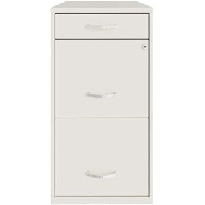 hirsh industries space solutions 18in deep 3 drawer metal file cabinet pearl white, letter size, fully assembled