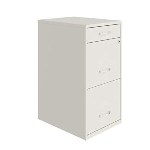 Hirsh Industries Space Solutions 18in Deep 3 Drawer Metal File Cabinet Pearl White, Letter Size, Fully Assembled