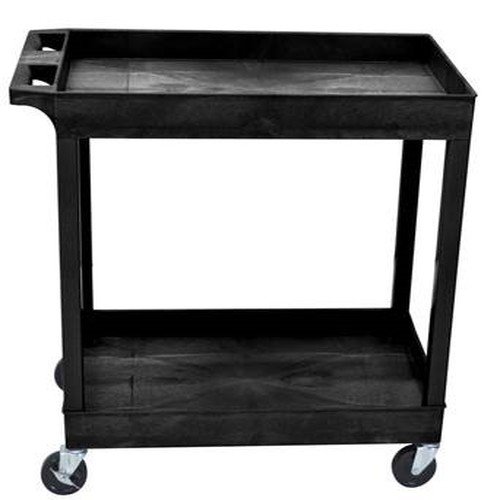 Luxor 32" x 18" Tub Storage Cart 2 Shelves - Black, (EC11-B)