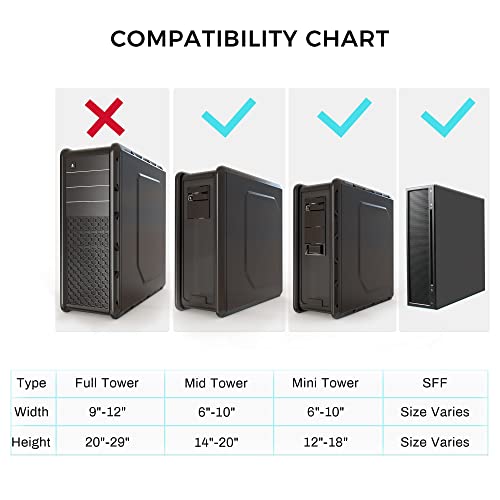 EUREKA ERGONOMIC CPU Holder Under Desk Mount, Computer Tower Holder 360° Swivel Height & Width Adjustable, Holds up to 44 lbs, Fits Most Computer Tower, Black