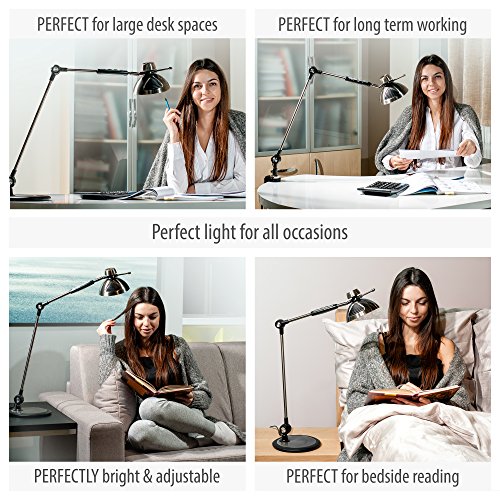 OTUS Desk Lamp Gesture Control, LED Architect Desk lamp for Home Office, Adjustable Metal Swing Arm, Tall Task Light for Drafting or Bedside Table Reading, 12 Brightness, 3 Touch Eye-Caring Modes