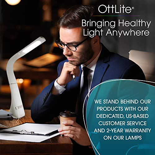 OttLite Recharge LED Desk Lamp with ClearSun LED Technology - Portable, Dimmable & Flexible Gooseneck - Travel-Friendly Task Lamp with Rechargeable Battery - for Home, Reading, Office & College Dorms