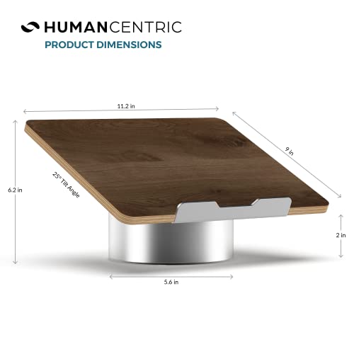 HumanCentric Laptop Stand for Desk – Laptop Riser for Desk in Space Gray Aluminum Compatible with MacBook Stand, Black Walnut Wood Laptop Stand, Ergonomic Laptop Holder, Computer Stand for Laptop