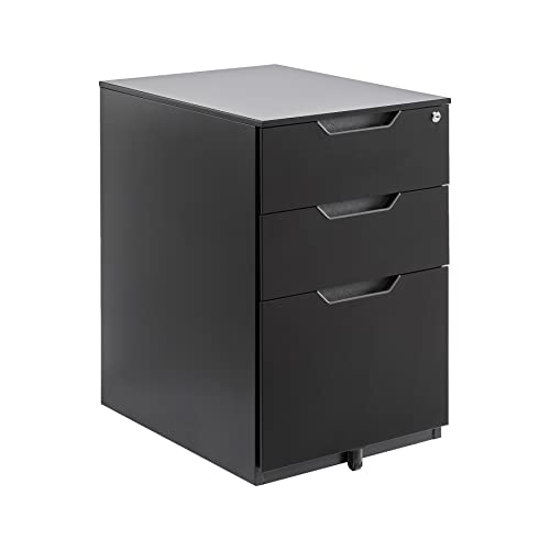 Amazon Basics 3 Drawer Mobile File Cabinet with Lock, Black