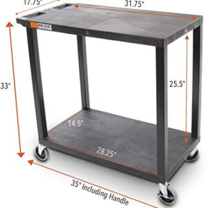 Original Tubstr - Flat Top Utility Cart - Heavy Duty, Supports up to 400 lbs - Flat Shelf Multipurpose Cart Perfect for Home, Garage, Catering, Warehouse and More (2 Shelf / 35x18)