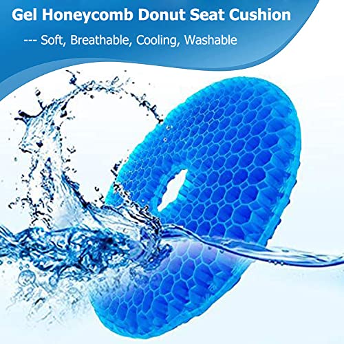 Donut Pillow for Tailbone Pain, Gel Seat Cushion Donut Cushion Hemorrhoid Relief Butt Cushion - Breathable Honeycomb Office Chair Car Gel Cushion for Coccyx Bed Sores Sciatica Postpartum Pregnancy