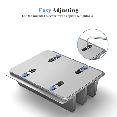 Vertical Laptop Stand Holder, Adjustable 2 Slot Aluminum MacBook Desktop Holde(Up to 17.3 inch) Space-Saving for All MacBook/Chromebook/Surface/Dell/iPad and Gaming Laptops, Silver