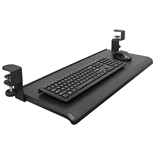 MAX SMART Clamp On Keyboard Tray w Mouse Pad, 33inch Large, Easy Assembly, Under Desk Ergonomic Keyboard Tray, Black