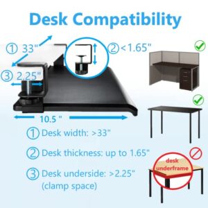 MAX SMART Clamp On Keyboard Tray w Mouse Pad, 33inch Large, Easy Assembly, Under Desk Ergonomic Keyboard Tray, Black