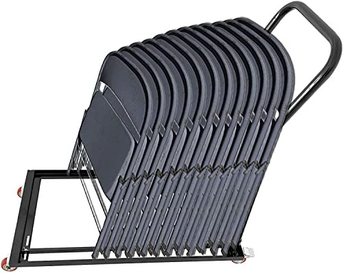 Sidasu Folding Chair Dolly Black Multi-Function Folding Chair Cart Commercial Grade Steel Frame Storage and Transport Dolly for Plastic Resin and Wood Folding Chairs