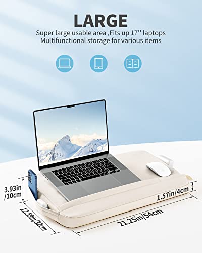 SAIJI Laptop Lap Desk, Ultra Lightweight Portable Lap Desk with Pillow Cushion, Fit up to 17” Laptop & MacBookAir with Side Pocket, Rails for Airflow, Computer Laptop Stand Desk for Couch, Bed & Chair