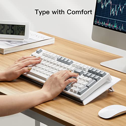 HUANUO Keyboard Stand for Desk, Ergonomic Typing Keyboard Riser with 2 Height Adjustable, Premium Acrylic Computer Keyboard Holder Keyboard Tray with Desktop Whiteboard Function & Non-Slip Pads, White