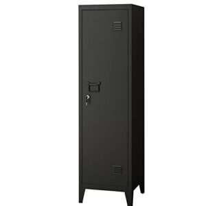 miocasa metal cabinet home office storage cabinets with doors and shelves lockable 3 door file cabinet organizer coat lockers for kids (black)