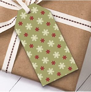white red and light green falling snowflakes christmas present favor gift tags