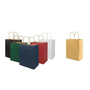 small each 100 pack brown&color craft paper gift bags with handles bluk for birthday party favors christmas