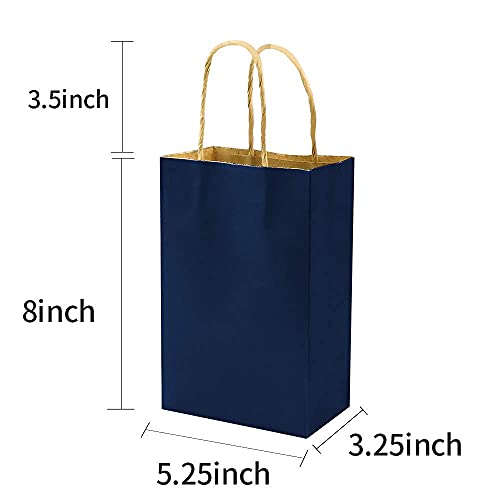 Small Each 100 Pack Brown&Color Craft Paper Gift bags with Handles Bluk for Birthday Party Favors Christmas