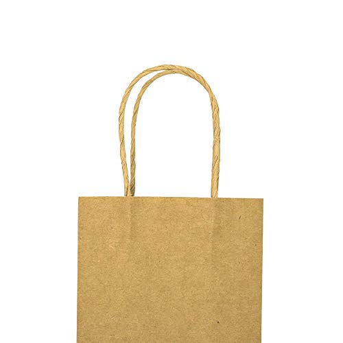 Small Each 100 Pack Brown&Color Craft Paper Gift bags with Handles Bluk for Birthday Party Favors Christmas