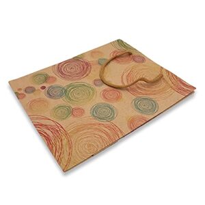 888 Display USA, Inc 6 pcs of 7.5" x 3" x 9.5" H Paper Tote Bags - Colorful Circles on Kraft Design - Shopping/Merchandising/Gift Bags