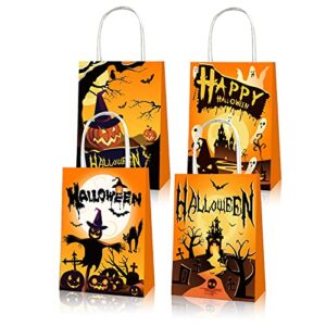 ggsell 12 pcs halloween treat bags for kids trick or treat candy bags, glow in the dark bags with handles for halloween party favors