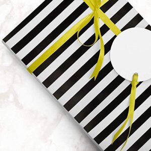 JAM Paper Gift Wrap - Striped Wrapping Paper - 50 Sq Ft Total - Black & White Stripes - 2 Rolls/Pack
