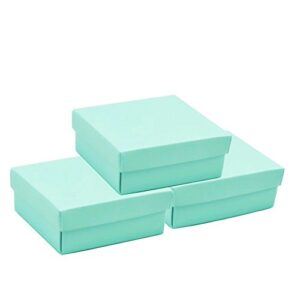 Small Square Turquoise Candy Box Blue Wedding Favors Teal Gift Boxes with Lids and Silk Ribbon for Wedding Baby Bridal Showers Birthday Party Supply, 12pc (Aqua Blue)