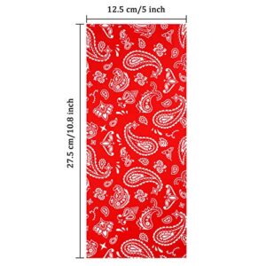 Blulu 100 Pieces Western Bandana Cellophane Bags Red Bandana Print Cello Treat Bags Cookie Candy Bags with 100 Pieces Silver Twist Ties for Western Cowboy Theme Party Favor