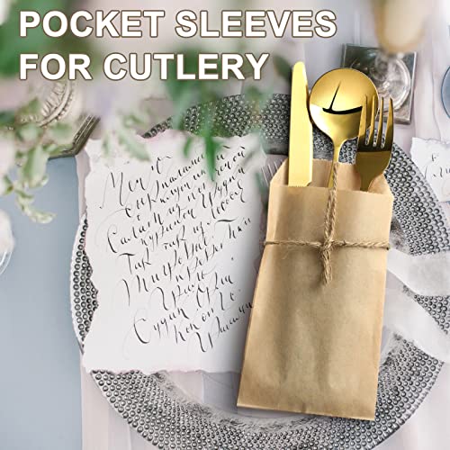 500 Pack Kraft Paper Bags Treat Bags Mini Paper Bags Small Flat Favor Bag Silverware Bags Party Favor Bag Envelopes Merchandise Bags for Snack Cookie Popcorn Candy Sandwich Gift (3 x 5 Inch, Brown)