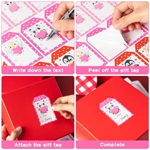 30Pcs Valentine's Day Animal Gift Tag Stickers Cute Sweet Self Adhesive Presents Name Tags Stickers for Valentine Gifts Package, Valentines Wedding Anniversary Party Supplies Presents Decoration