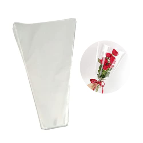 100 Pcs flower packaging transparent bag,flowers bouquet sleeve transparent cellophane Suitable for flower shop, shopping mall flower packaging